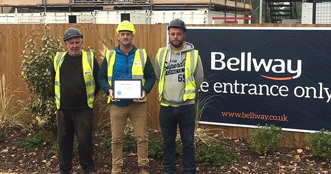 Mackoy Site Award Winners with their Prize in Hand on Mackoy Groundworks Site