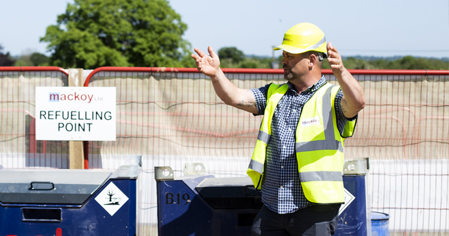 Construction Director at Mackoy Ltd explaining on Groundworks and Civil Engineering site